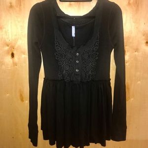 Free People Black Fit and Flare Thermal, Sz L
